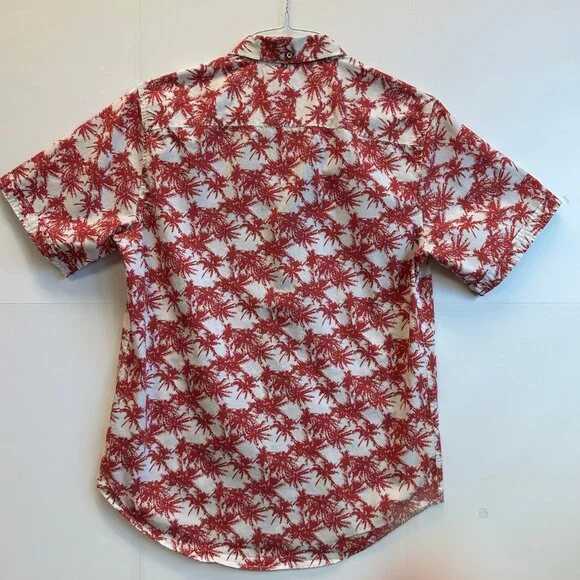 Vintage Jam Session Palm Tree Button Shirt Red White Y2K Surf Casual M - Picture 8 of 9